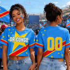 DR Congo Football Jersey — Women's Crop Top