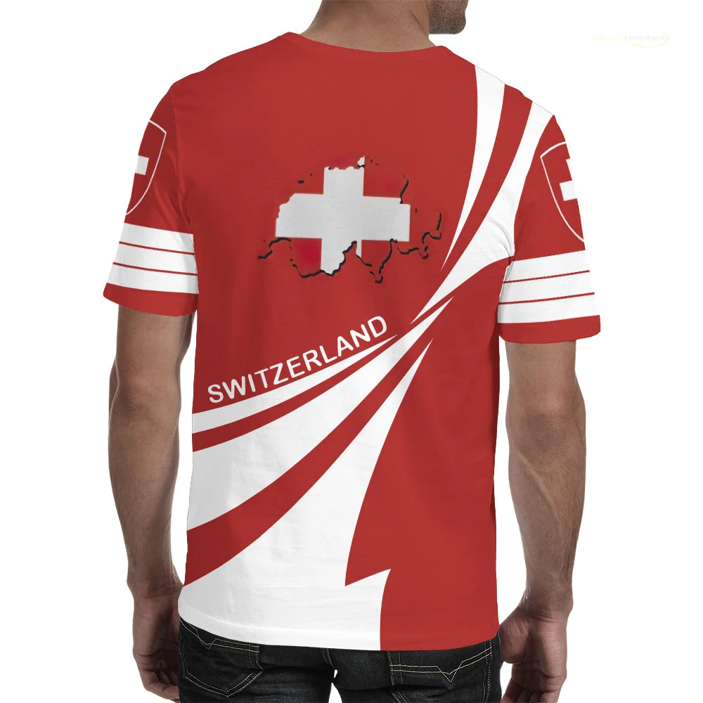 Swiss Flag Soccer Jersey T-shirts Summer Men Short Sleeved Casual Sports T Shirt Switzerland Football Clubs Fashion Man Clothes