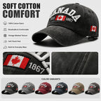 Vintage Washed Cotton Baseball Cap Men Canada Flag 3D Embroidery Dad Hat Women Retro Snapback Casquette Gorras