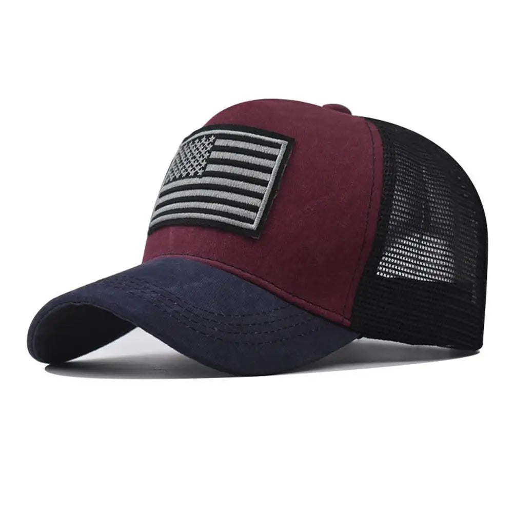 USA Flag Snapback Hat Adjustable Breathable Mesh Baseball Cap American Flag Trucker Hat for Men Women Patriotic Party Supplies