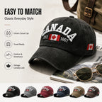 Vintage Washed Cotton Baseball Cap Men Canada Flag 3D Embroidery Dad Hat Women Retro Snapback Casquette Gorras