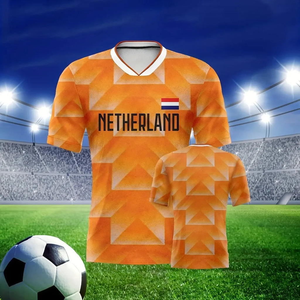 European football fan jerseys  V-neck short-sleeved shirts  spectator apparel  training apparel outdoor sportswear holiday gifts