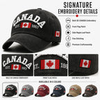 Vintage Washed Cotton Baseball Cap Men Canada Flag 3D Embroidery Dad Hat Women Retro Snapback Casquette Gorras