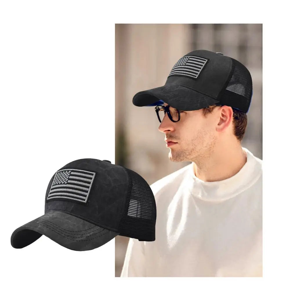 USA Flag Snapback Hat Adjustable Breathable Mesh Baseball Cap American Flag Trucker Hat for Men Women Patriotic Party Supplies